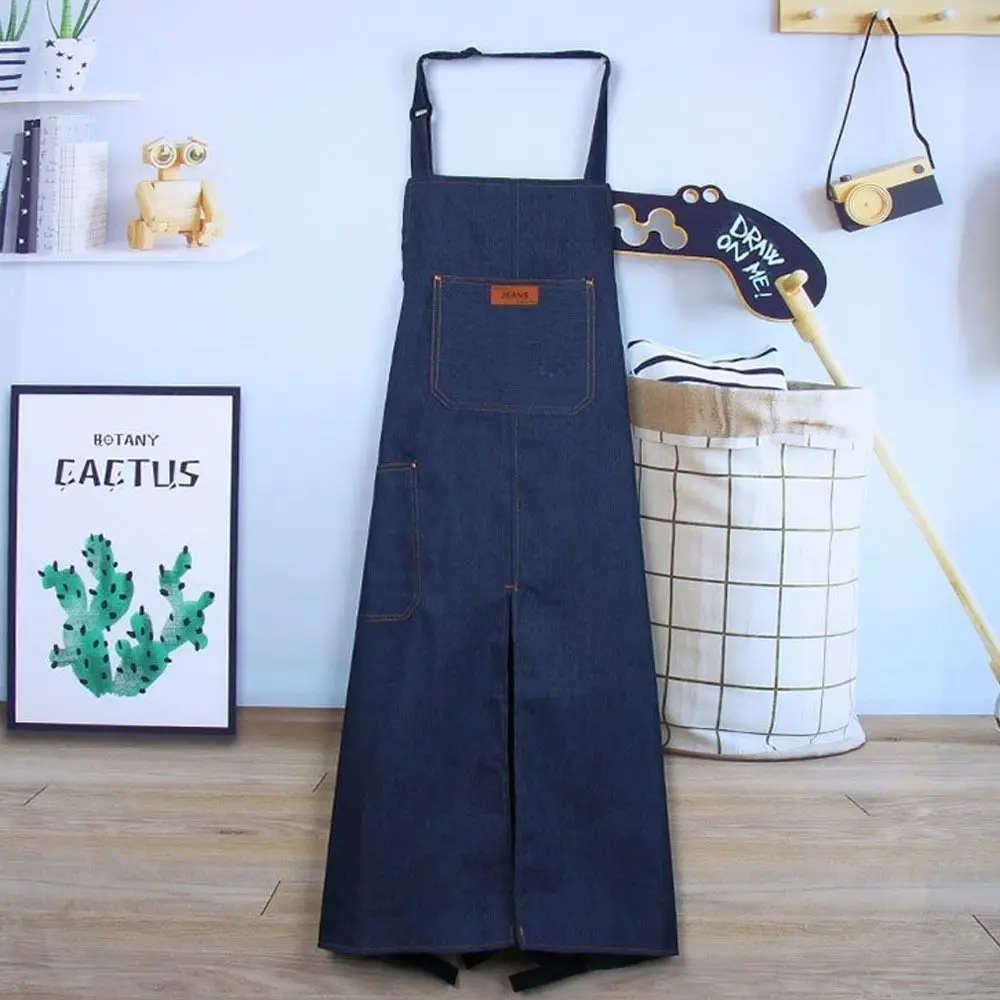 Denim Split Leg Pottery Apron Pocket Adjustable Ceramic Sculpture Overalls Anti-oil Mud-retaining Potters Work Apron