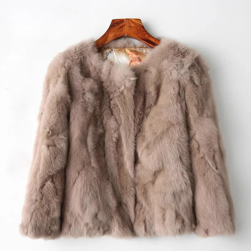 2024 Winter Women The Real Rabbit Fur Coat Natural Rex Rabbit Fur Coat The Fashion Super Thin Rabbit Fur Leather Fashion Jacket