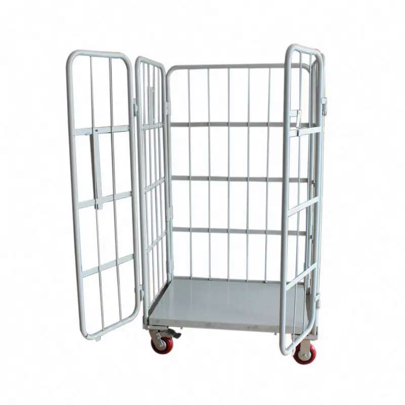 

Wholesale logistics warehouse folding cart metal trolley with 4 wheels