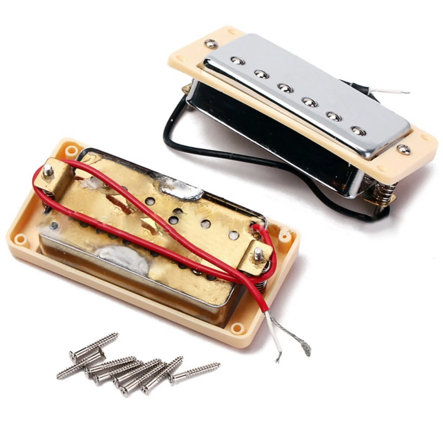

B06C-Neck & Bridge Pickup Chrome With Yellow Frame & A Set Gold String Saddle Tune-O-Matic Bridge & Tailpiece