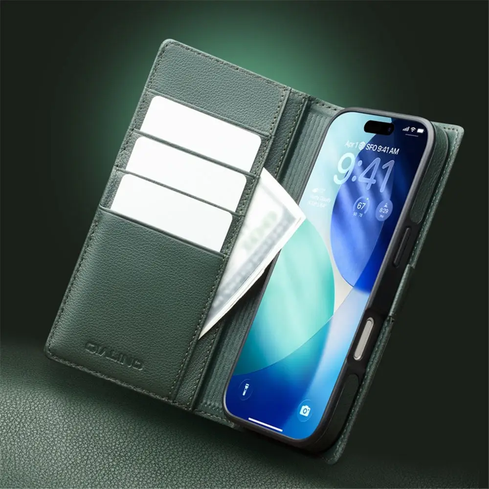 

Чехол Magsafe из натуральной яловой кожи премиум-класса для iPhone 17 Air 17 Pro Max 17, деловой чехол с карманом для карт