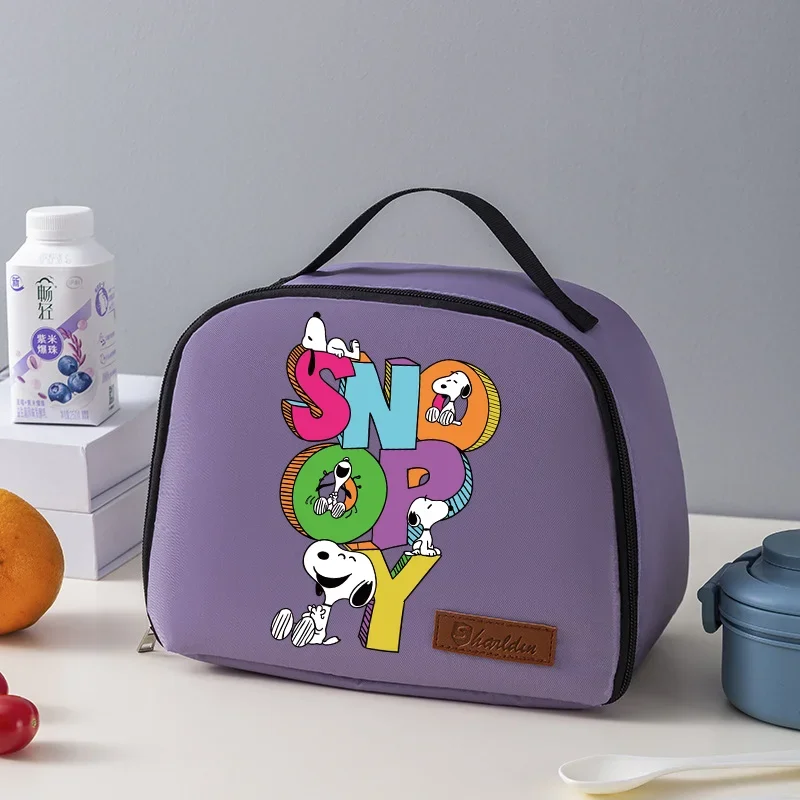 Bolsa de almuerzo Snoopy para niños y niñas, bonita caja de aislamiento térmico con dibujos animados, bolsas de comida, bolsa de mano portátil para estudiantes, cajas Bento, bolsas más cálidas de regalo