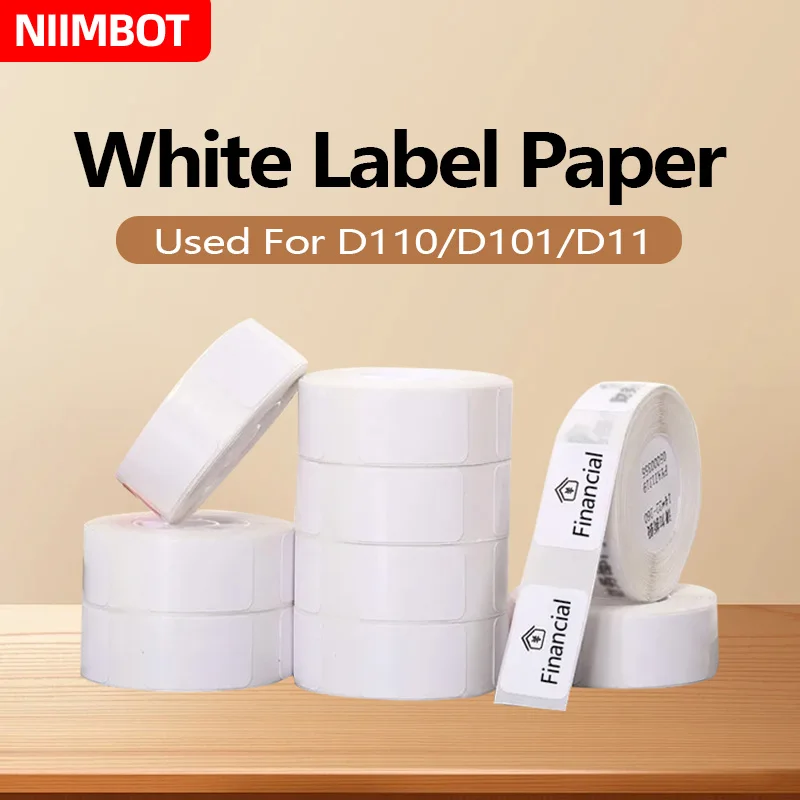 Niimbot-Autocollant étanche auto-adhésif, fil thermique, blanc, câble, couleur, dessin animé, mini imprimante portable, adapté pour D11, D