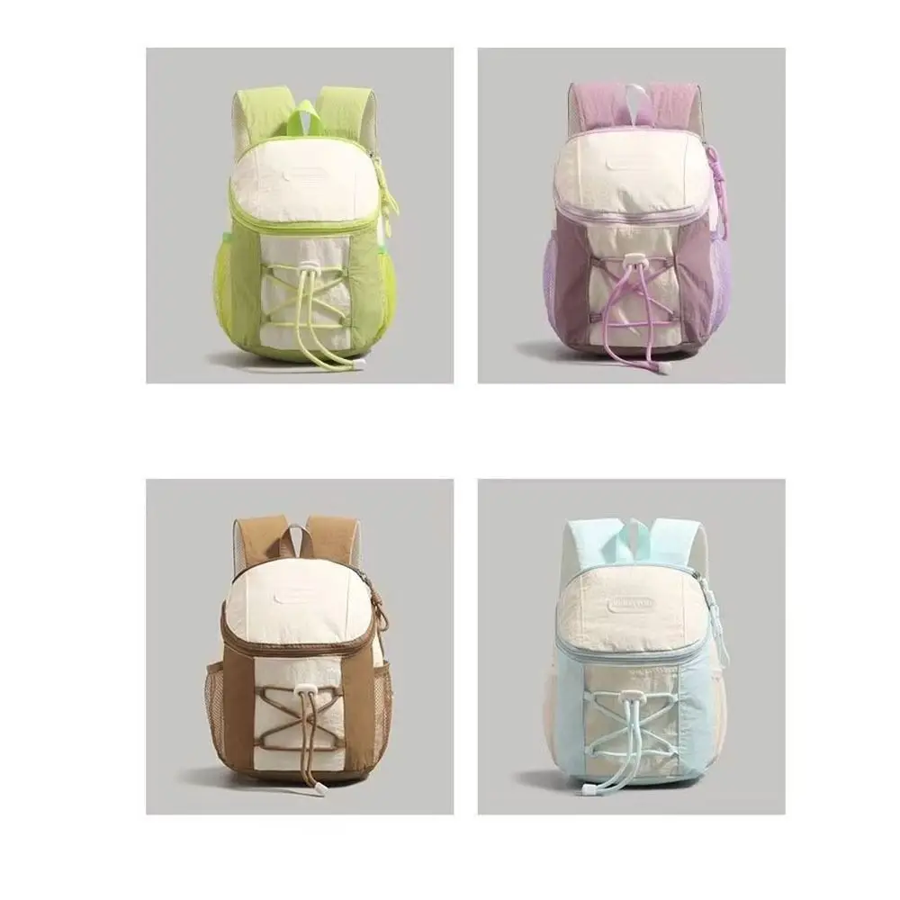 Patchwork Drawstring Backpack Y2k Contrast Color Student Schoolbag Large Capacity Korean Style Women Harajuku Backpack Hiking