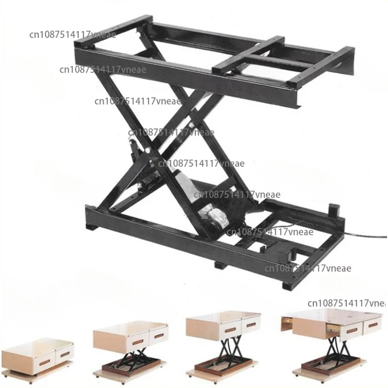 Electric Lift Tea Table 160kg Load Elevation Adjustable Platform Remote Control Motor Table Lifting Hardware Folding Iron Frame