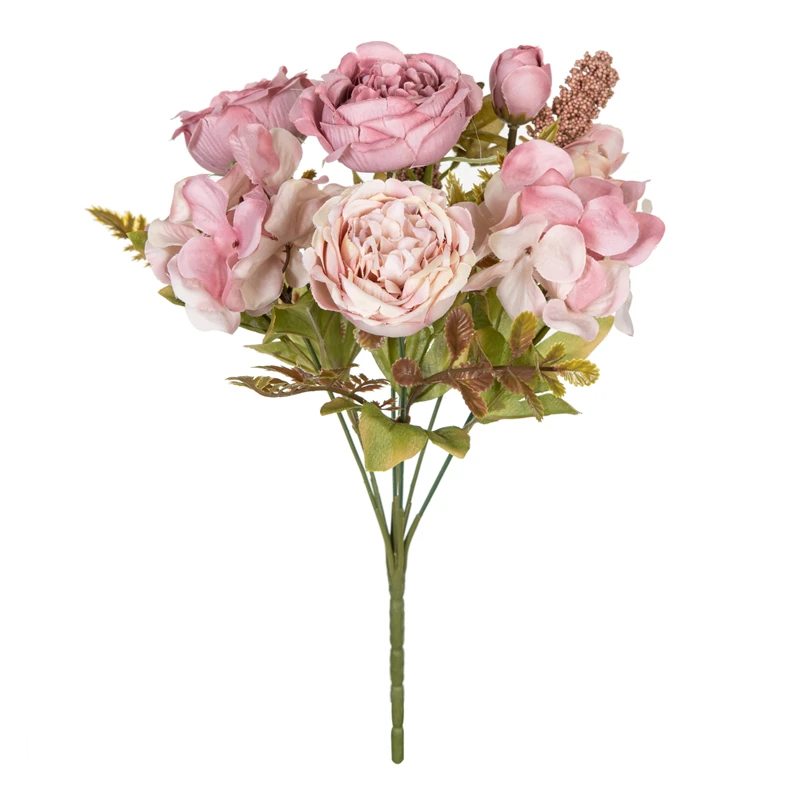 1/3 Stück künstliche Blumen Weihnachtsgirlande Hochzeit Garten Rosen Fotos Bogen Pfingstrose Blumensträuße Home Room Decor Seidenhortensien – Detail 9