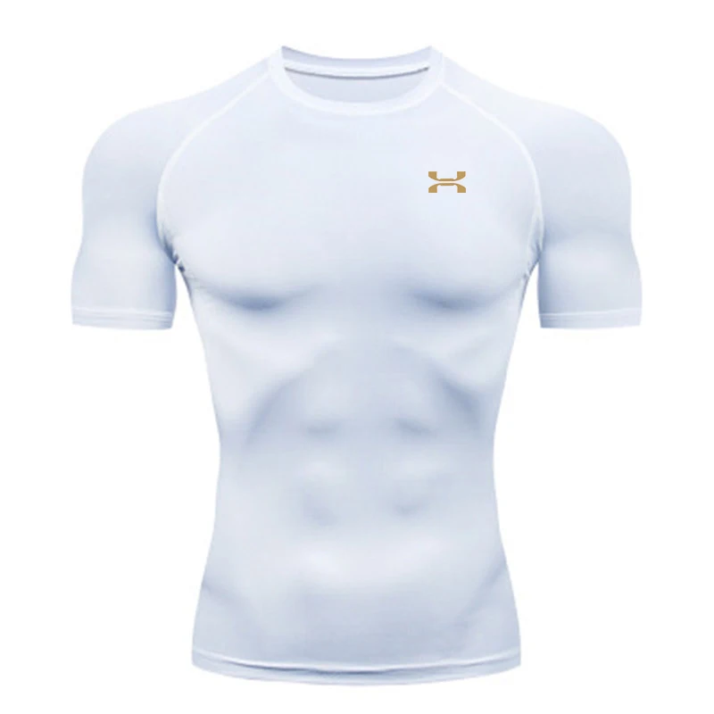 Summer Sport Run Top T-shirt Men Gym Compression T-shirt Fitness Workout Quick Dry Jogging Short Sleeves Tees Shirt Men Clothing