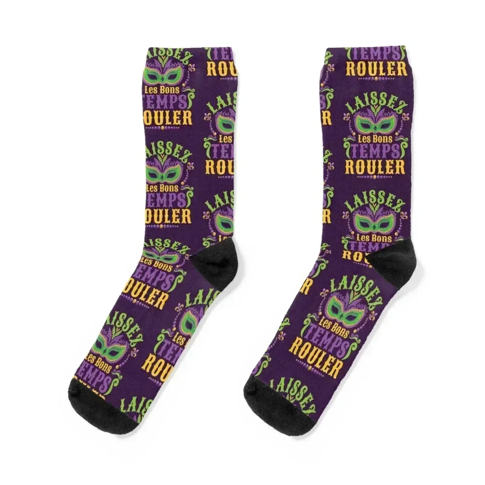 Laissez Les Bons Temps Rouler Mardi Gras Let The Good Times Roll Socks Stockings funny gift Male Socks Women's