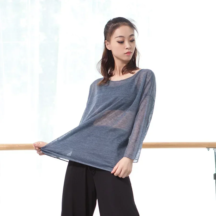 Volwassen losse oosterse Latin buikdans top transparante blouse shirt kostuum te koop vrouwen danskleding danser slijtage kleding