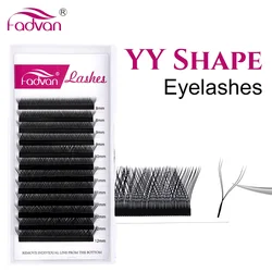 Fadvan YY Shape Eyelash Extensions 0.05 Soft Natural Split Tip Y Lashes Makeup Supplies