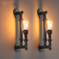 Vintage Iron Tube Wall Lamp American Rural Retro Industrial Bar Stair Corridor Study Restaurant Aisle Bedside Wall Light