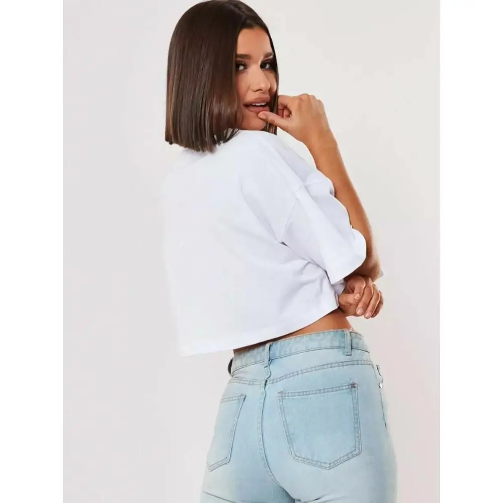 Top corto da donna Ombelico Baring T-shirt sportive estive Vestibilità casual Stampato in 3D Sensazione di freschezza Materiale sottile Nessun marchio registrato Trad...