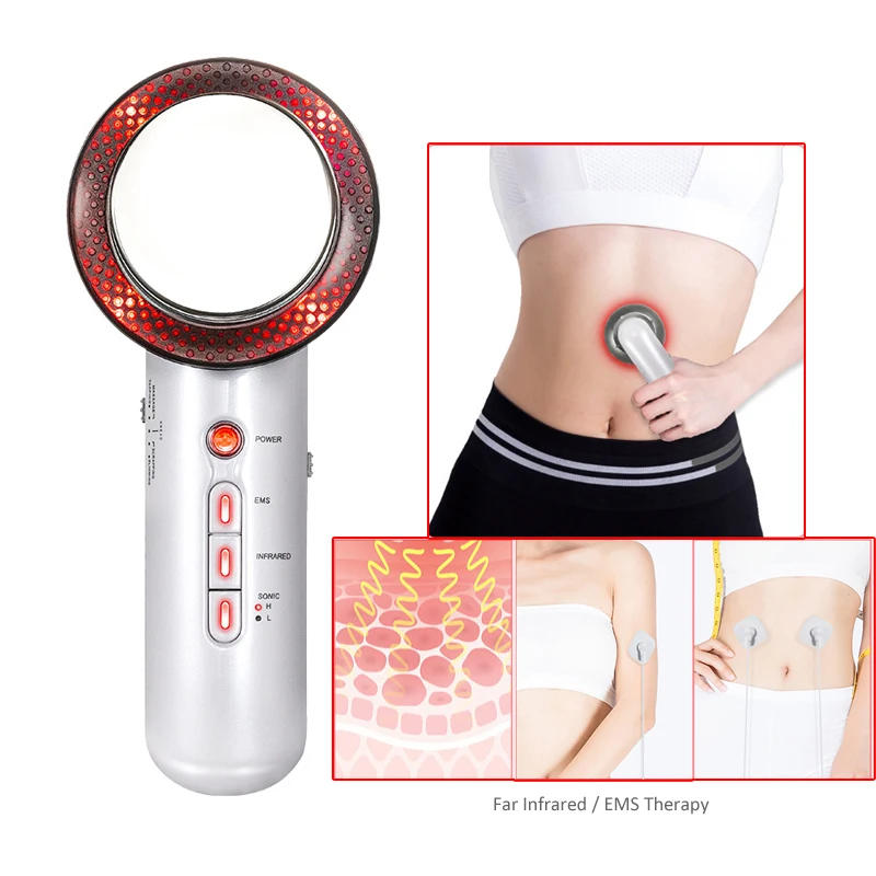 3 in 1 Facial Lifting EMS Infrared Ultrasonic Body Massager Device Ultrasound Slimming Fat Burner Cavitation Face Beauty Machine