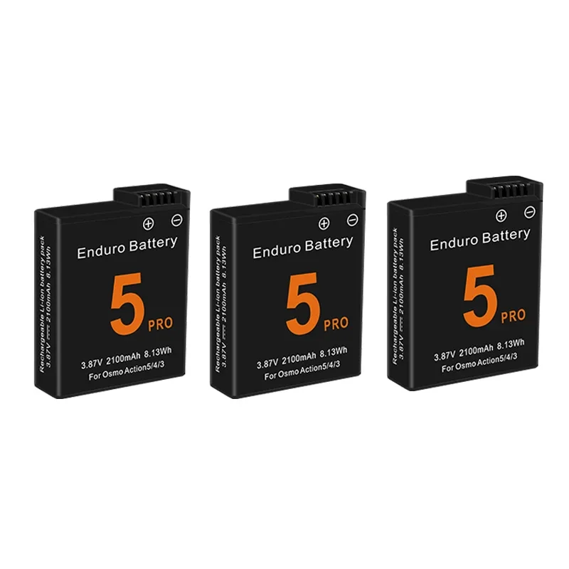 شاحن بطارية 3.87 فولت 2100 مللي أمبير في الساعة DJI Osmo Action 5 Pro، 5، 4، 3 منفذ مزدوج فك التشفير / منفذ ثلاثي لكاميرا ACT5 الرياضية