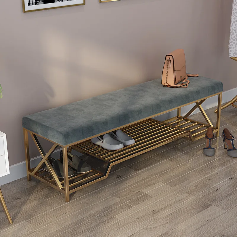 Modern simple wrought iron shoe changing stool, fitting room shoe testing stool