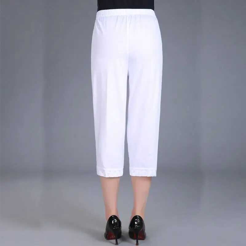 Women Capris Pants 2025 Fashion High Waist Cropped Pants Woman Candy Color Straight Calf-Length Pant Women's Summer Breeches