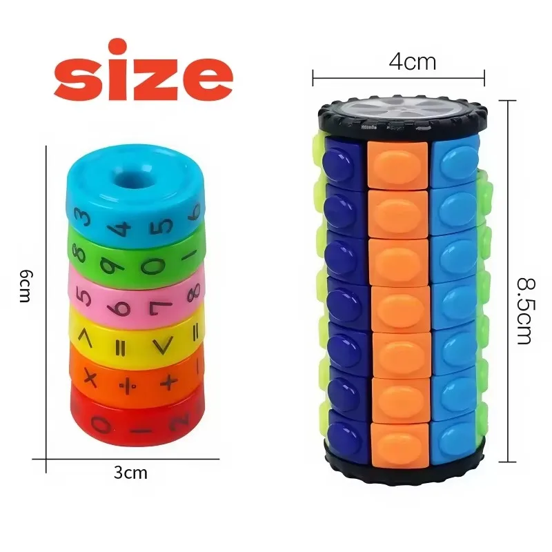 Torre de cubo de maíz 3D de 7 capas, rueda matemática, herramientas aritméticas, alivio del estrés, descompresión, rompecabezas cilíndrico DIY, juguete
