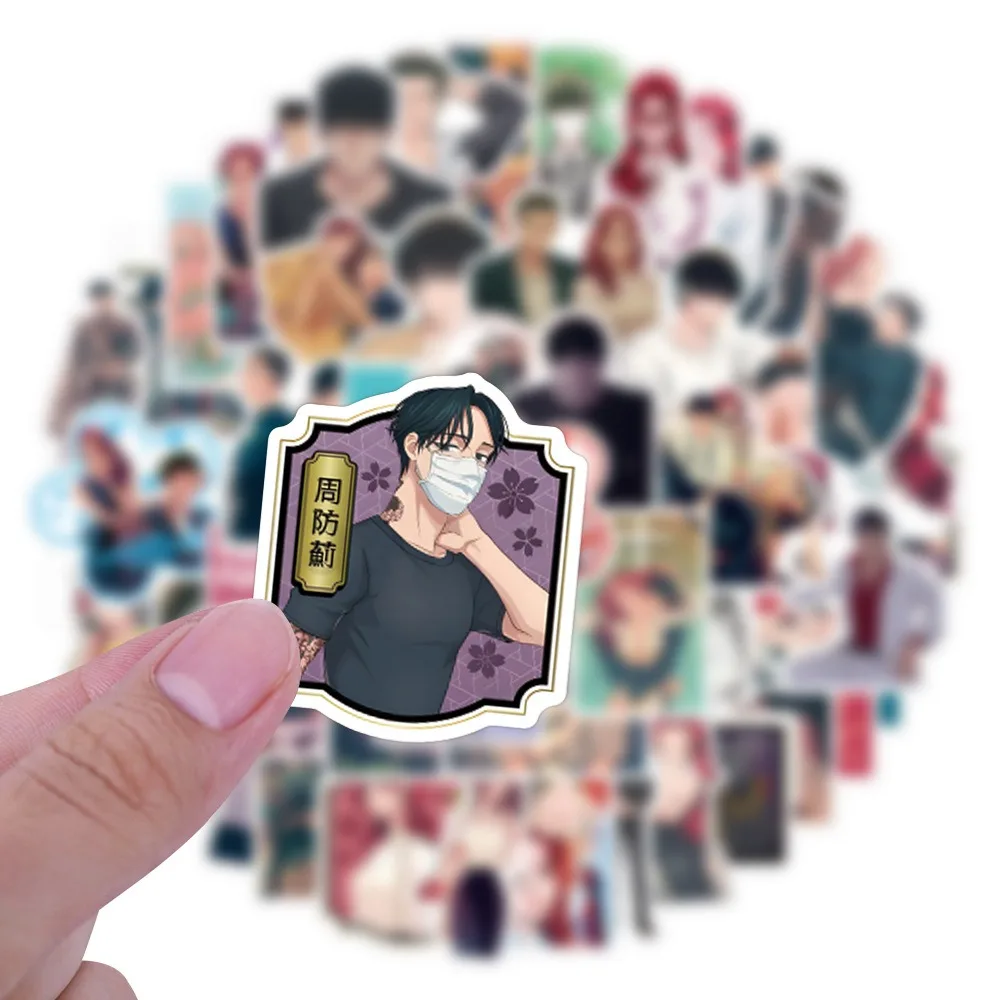 54 Uds Anime Yakuza finanzas dibujos animados pegatinas de grafiti maleta taza de agua guitarra coche Scooter teléfono móvil DIY calcomanías de decoración