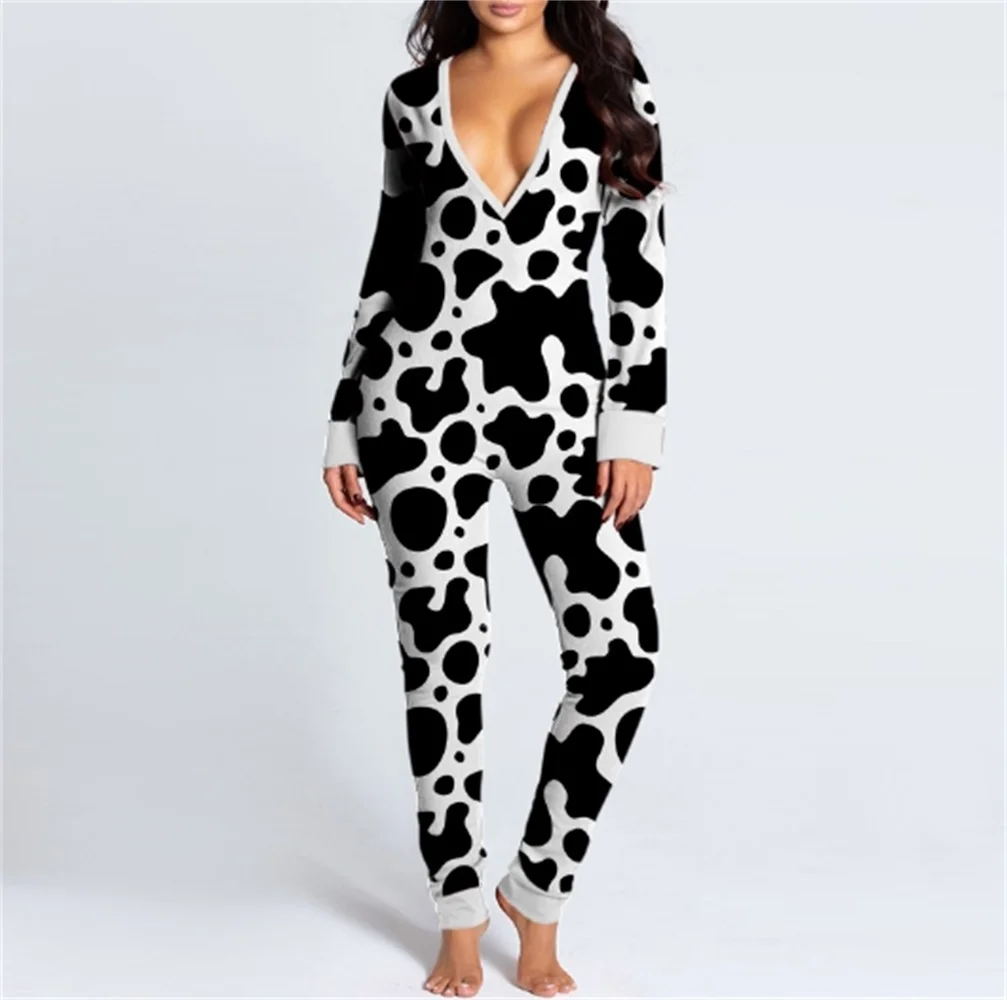 

Ladies' sexy yoga outfit button style functional button flip adult sleepwear jumpsuit