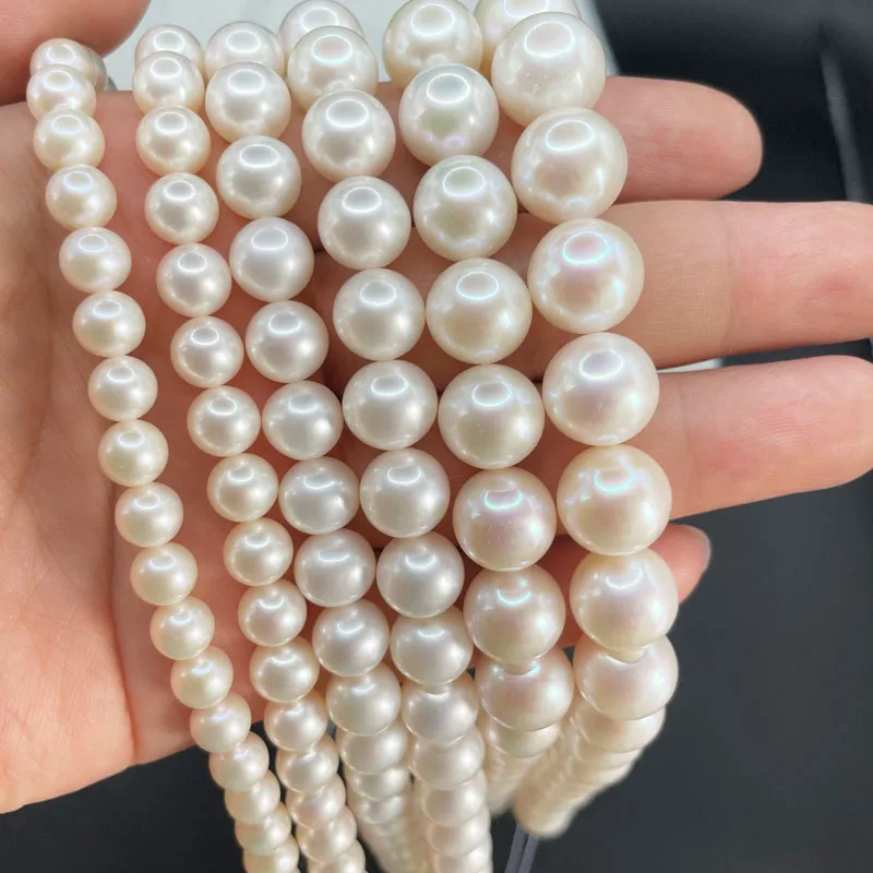 5A 6A Natural Freshwater Cultured Pearls Strand Round High Luster Trendy Pearl Choker Jewelry DIY Elegant Necklace for Woman