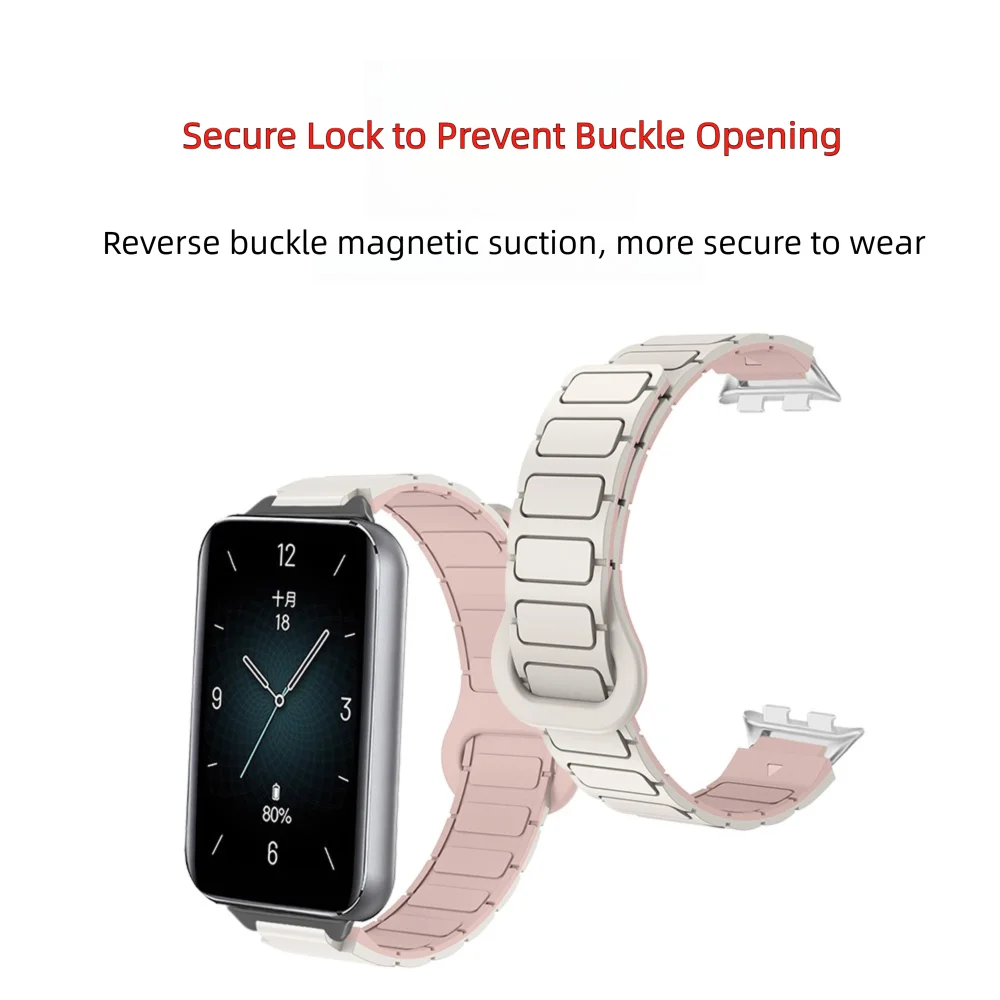 12 mm magnetische horlogeband voor Honor Band 9 Armor Style Stabiele gesp Snelsluiting Waterdichte zachte siliconen polsband Unisex