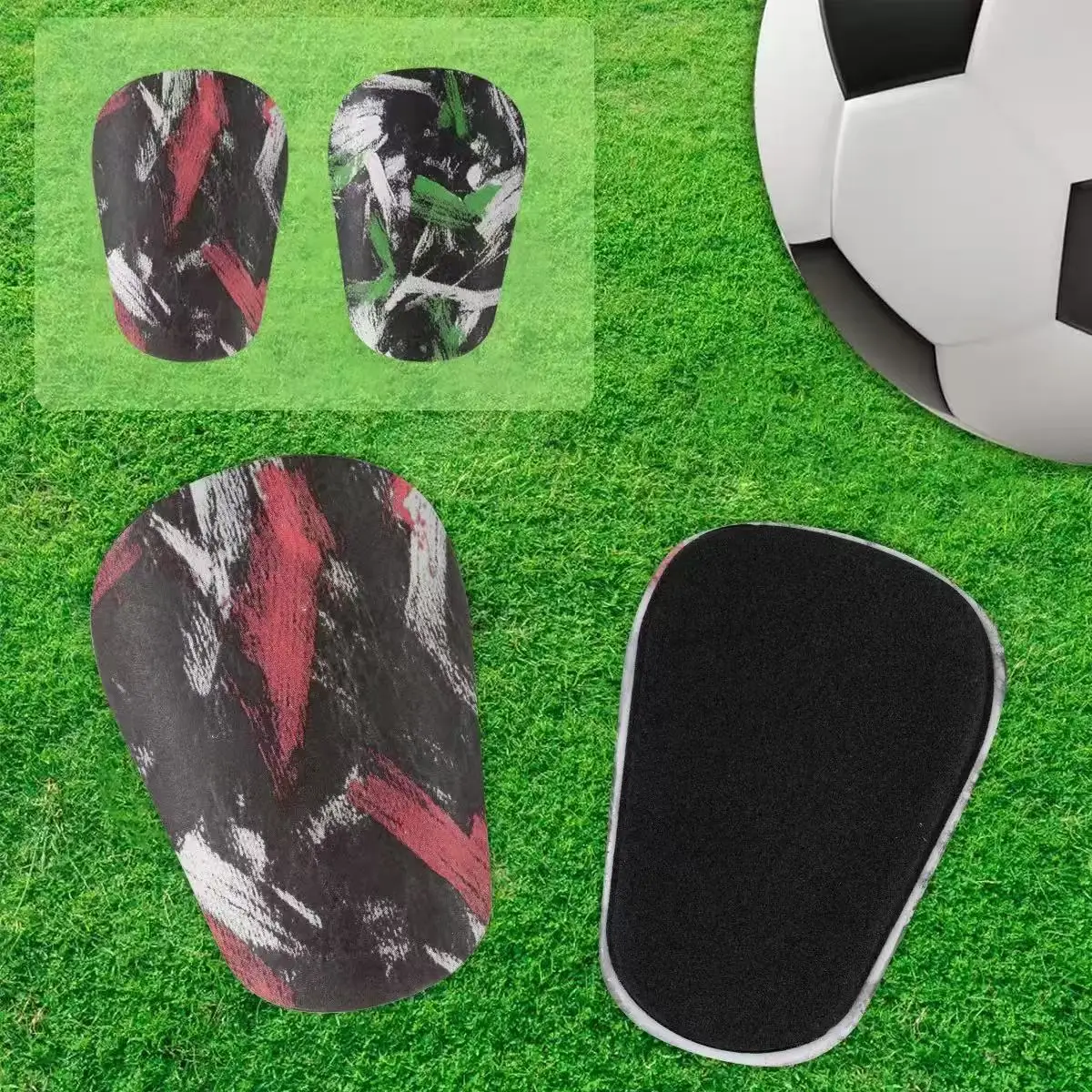 1 Paar Mini-Fußball-Schienbeinschoner - Ultrakleine Schutzausrüstung für Männer & Frauen, Blau-Weißes Rissiges Eis-Design, PP-Material
