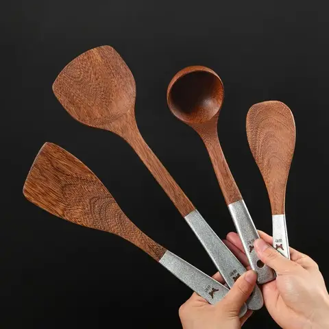 가정용 나무 뒤집개 젓는 삽, 내열성 닭 날개, 나무 숟가락, 논스틱 팬, 주방 용품