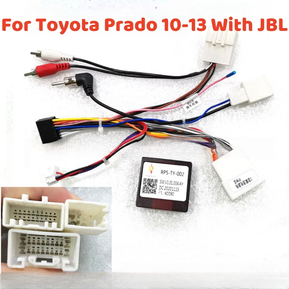 Samochodowy 16PIN Android JBL Radio Kabel Zasilający Adapter z Modułem Canbus do Toyota Prado/Sequoia/Lexus 330 Zestaw Przewodów do Odtwarzacza Audio