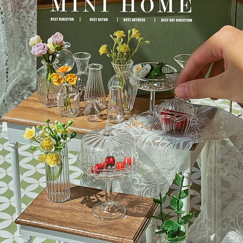 1:6 1:12 Mini Model Doll House Simulated Transparent Glass Vase Bjd Ob11 Gsc Blyth Soldier Lol Dollhouse Miniatures Accessories