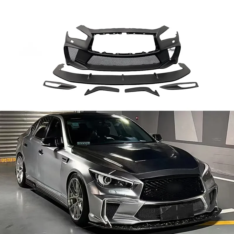 for KXY Peak Edition Style Carbon Fiber Front Bumper Polished Finish 100 Percent Fit for Infiniti Q50 Body Kit 2015-2023