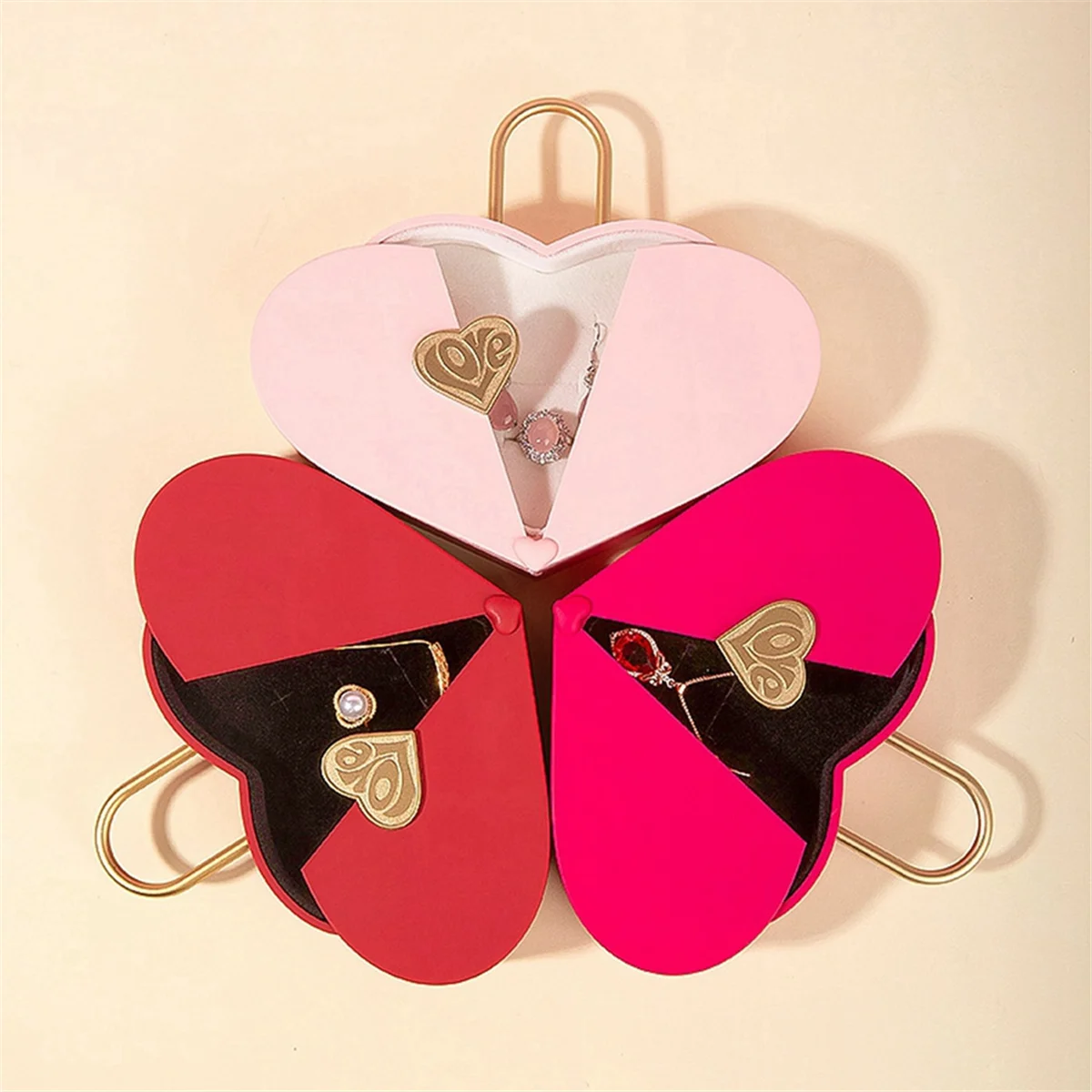 

Creative Heart Jewelry Box New Tanabata Valentine'S Day Gift Box Ring Necklace Set Jewelry Gift Box,Pink