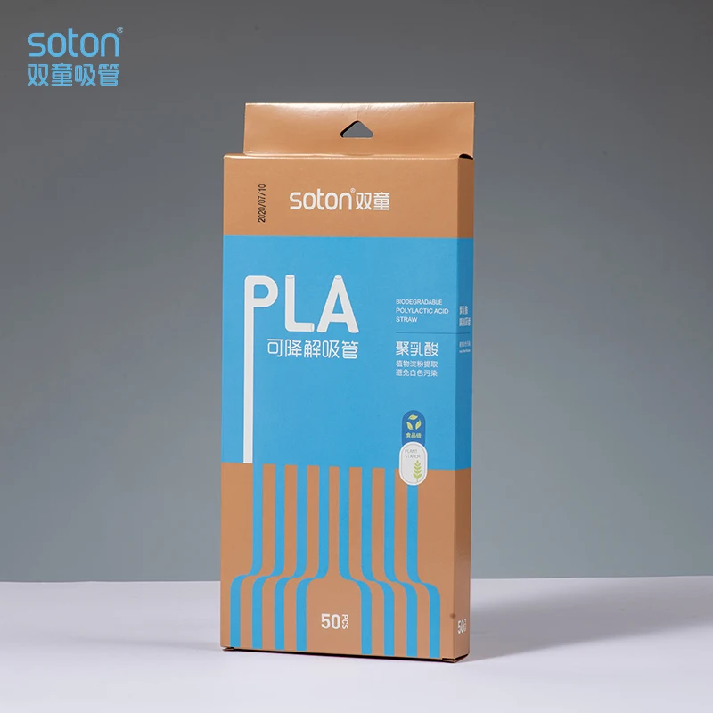 

SOTON 50pcs Disposable Boxed Single Paper Packaging PLA Eco-Friendly Straw Bendable Beverage Milk Tea Kitchen Accessories