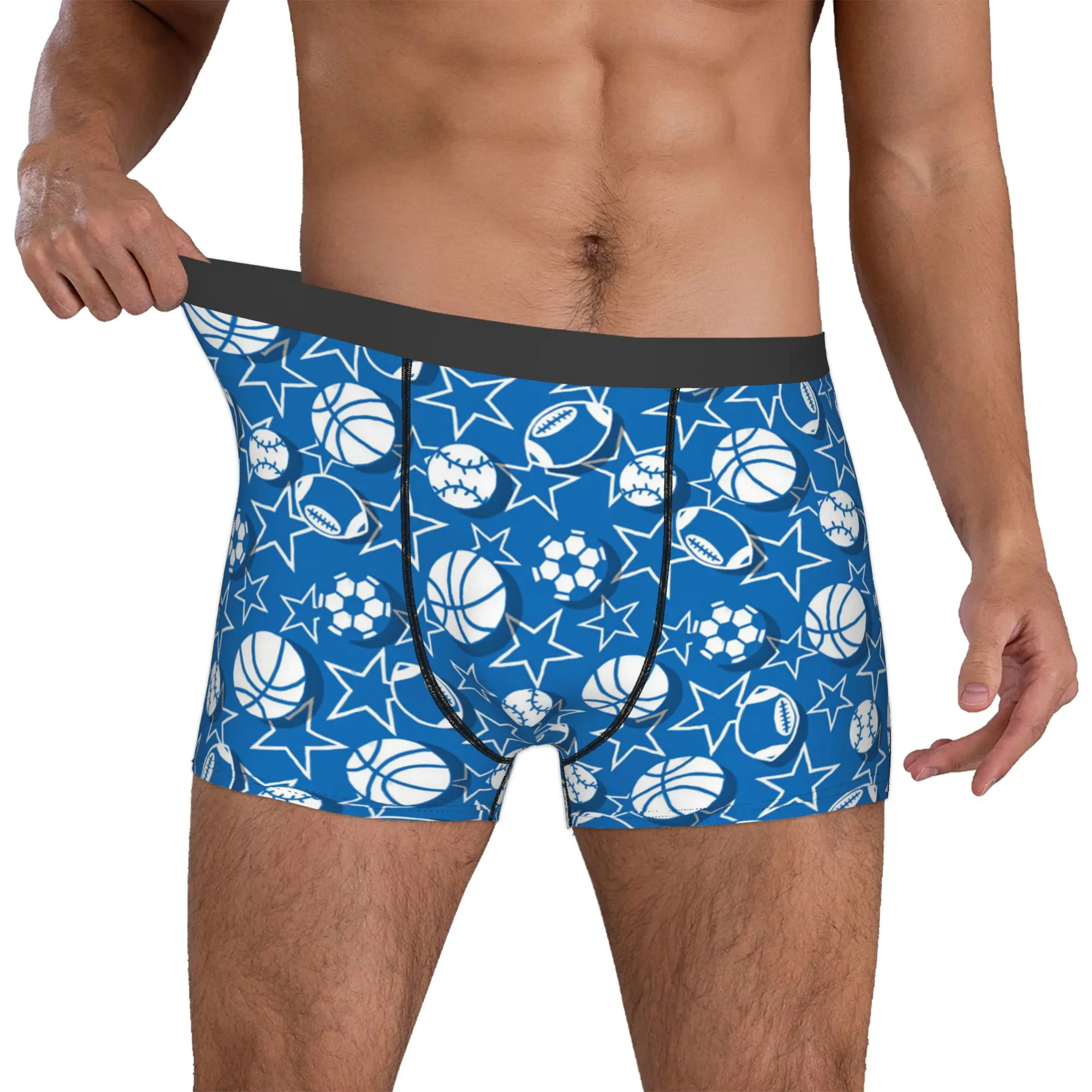American Footbally Basketball Soccerly  Underwear Male Printed Sports Baseball Stars Boxer Shorts Panties Breathable Underpants
