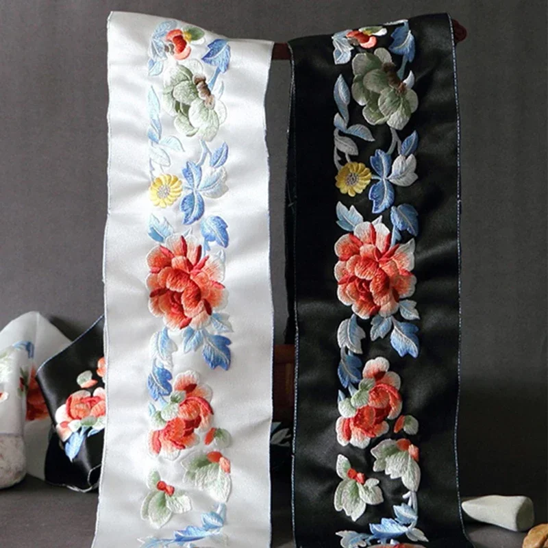 

50cm Chinese Embroidered Jacquard Ribbon Fabric Retro Embroidery Webbing Lace Trim Hanfu Dress Clothes Curtain DIY Accessories