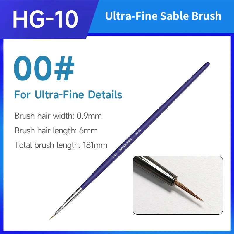 Stedi Sable Haardetailverfkwast Fijne Punt Miniatuurverfkwast voor Warhammer Figuur Mecha Militair Model Hobby Schilderen