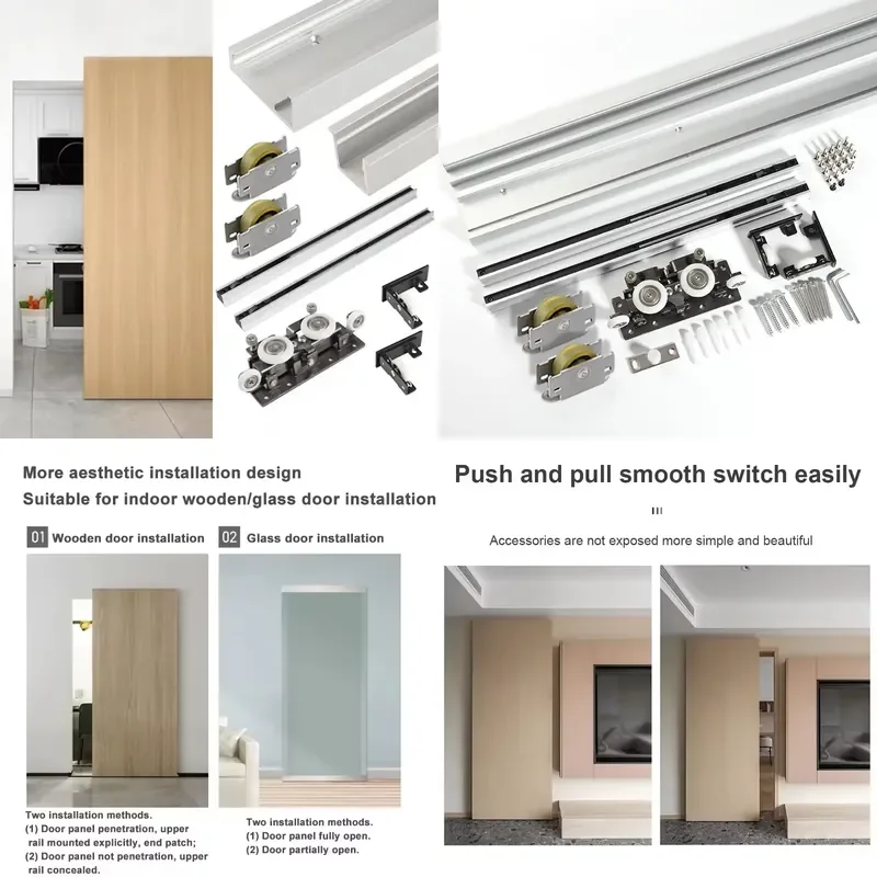 Invisible Magic Trackless Sliding Door Hidden Track Pan Ghost Door Bidirectional Buffer Sliding Wooden Dus Door System