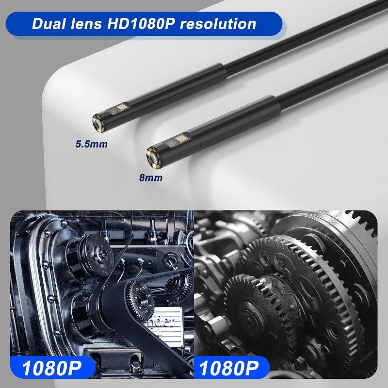 HD1080P Industrial Endoscope Camera 4.3'' Screen Single Dual Lens Pipe Inspection Borescope Waterproof LEDs 2600mAh Record Video image 4
