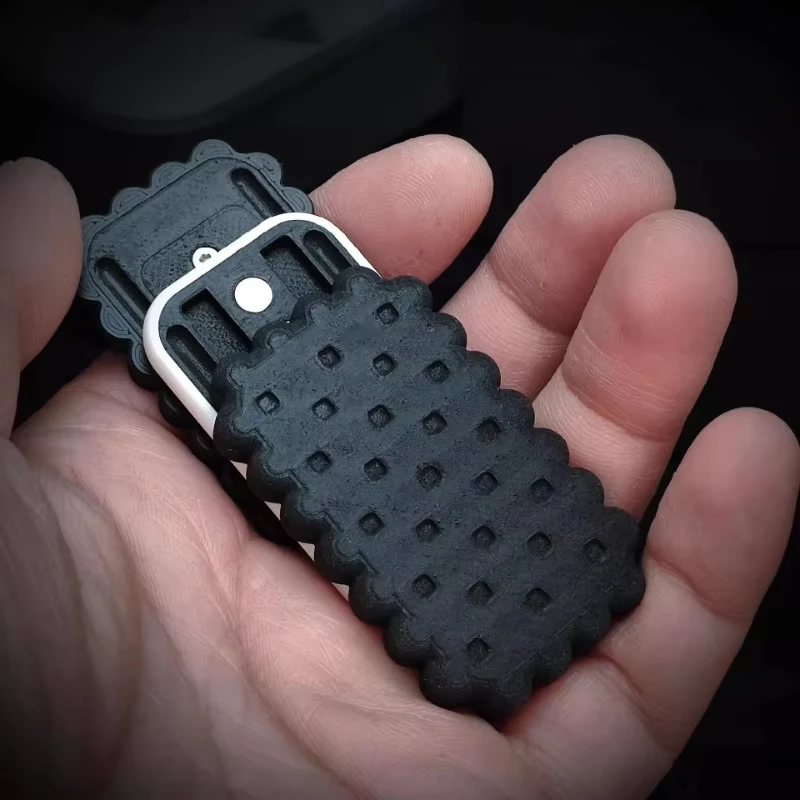 3D Printed Oreo Biscuit Fidget Mechanical Slider Magnetic Push Card Pushing Plate EDC Haptic Coin Sensory Stress Relief Toy