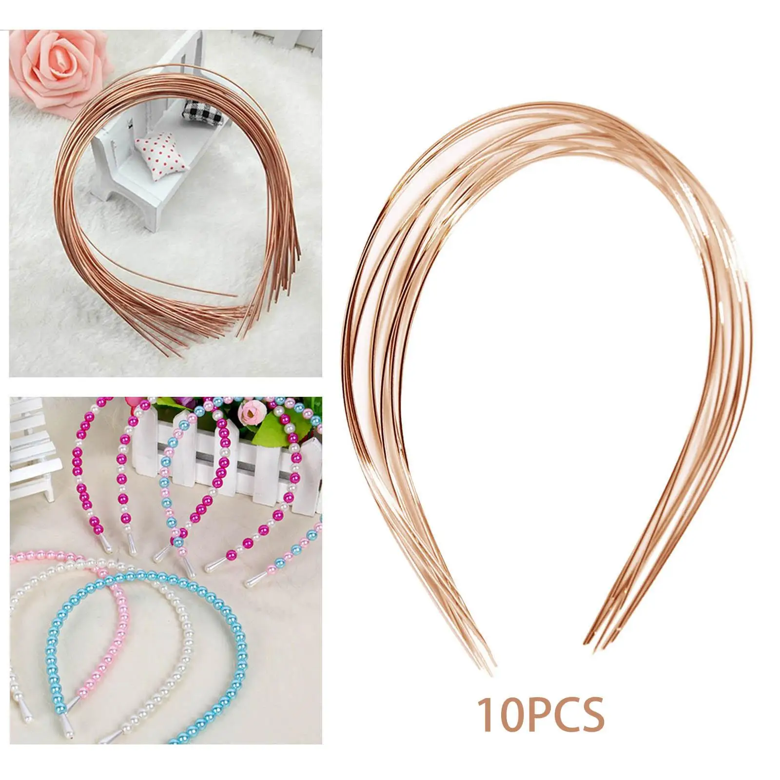 10Pcs Flexible Blank Headband Base Wire Frame Hairband DIY Tiara Metal Hair Hoop for Beads Hair Accessories Gemstone Beading