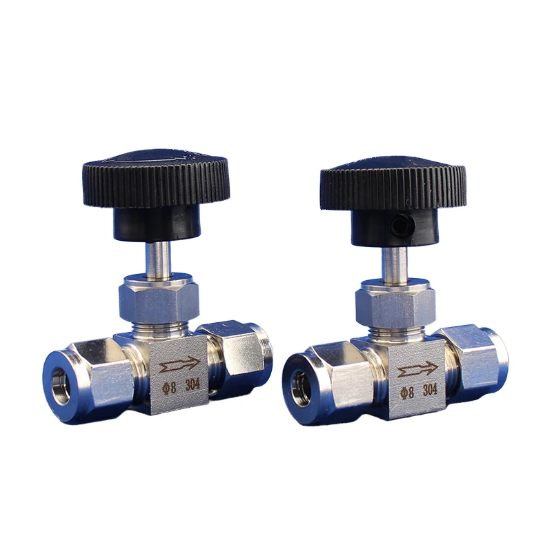 High Pressure Stainless Steel Double Ferrule Needle Valve 6/8/10MM Pressure Gauge Needle Globe Valve 64 Bar 1/8