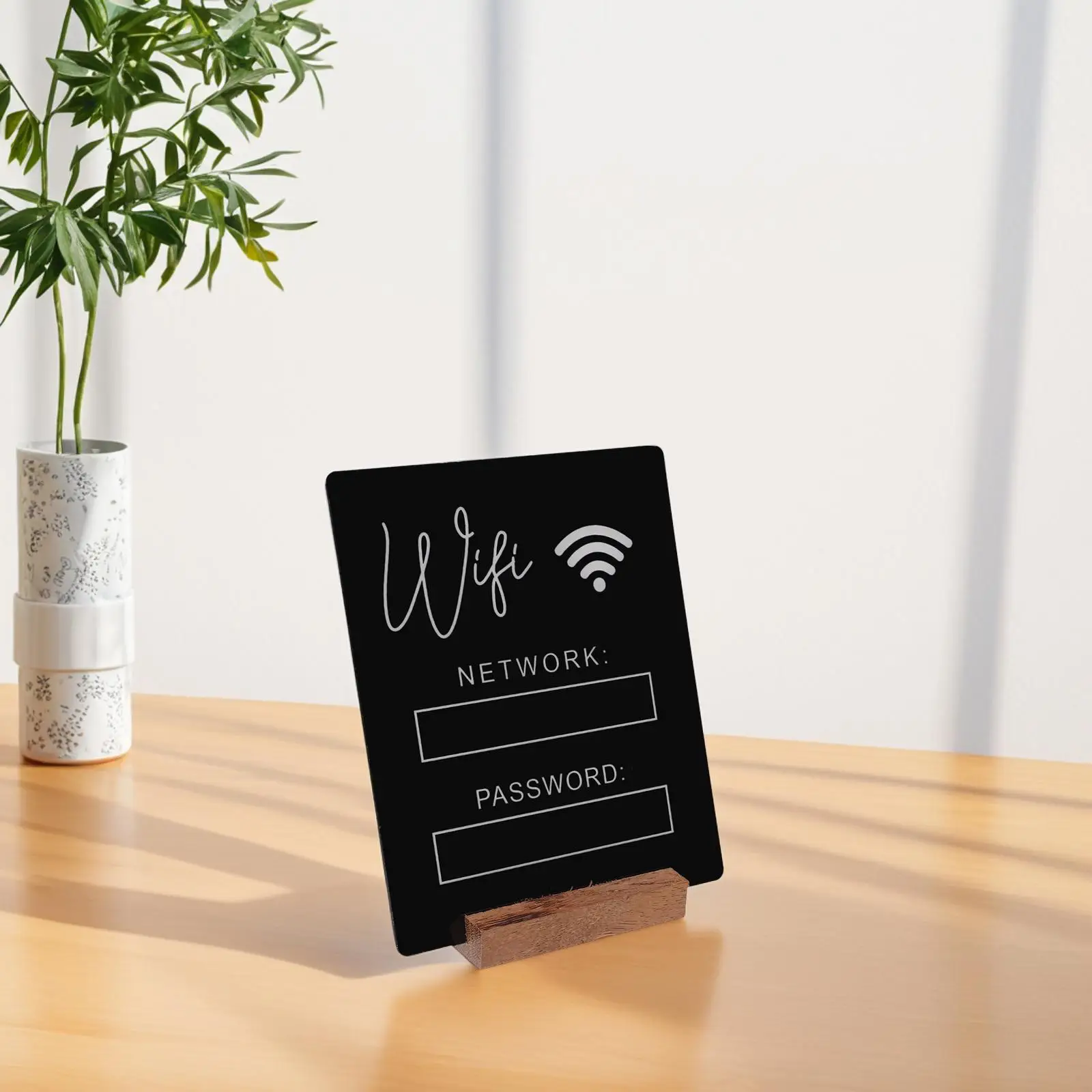 Acrylic WIFI Password Sign Black Easy Clean Home Office Restaurant Guest Room Wireless Network Reminder