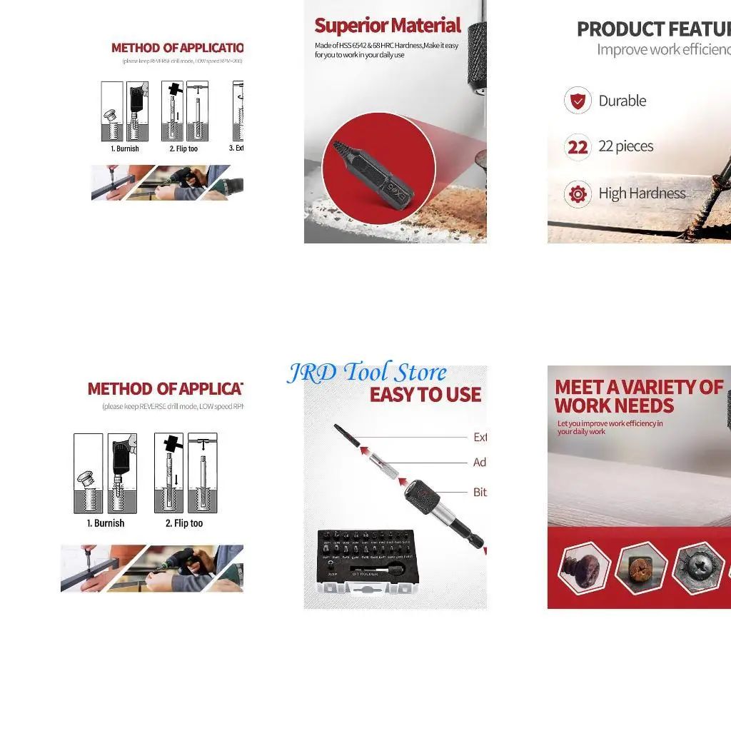 A2UD 22pcs أضرار طقم مستخرج اللولب