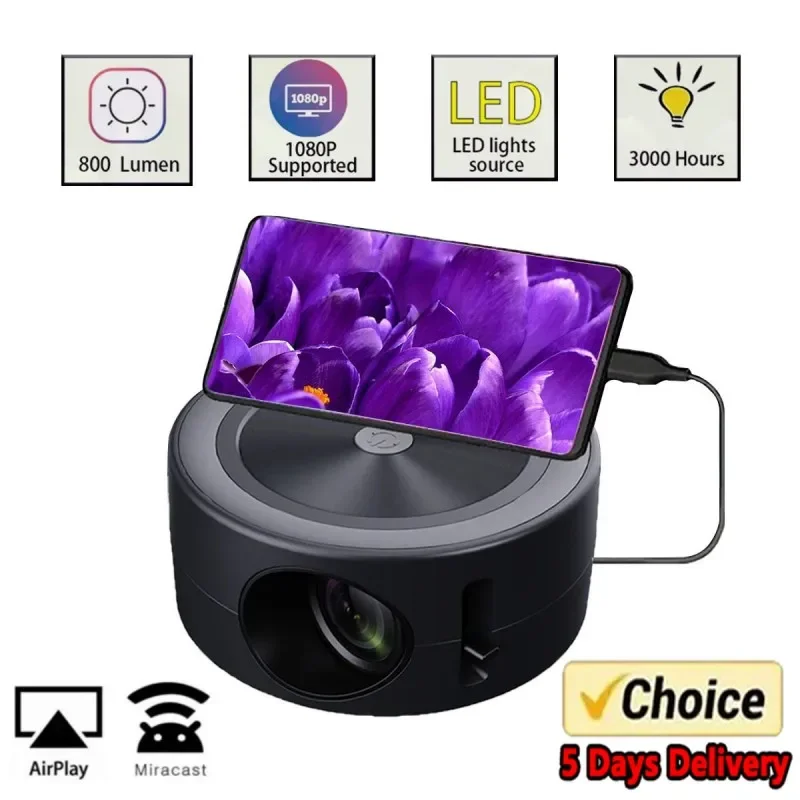 YT200 Smart Projector LED HD TV Video Projetor for 4K 1500 Lumens Android Same Screen Home Cinema Outdoor Portable Projetor