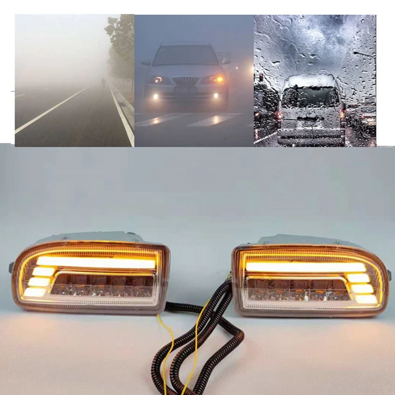 LED Fog Lights For Toyota Land Cruiser 100 LC100 UZJ100 FZJ10 1998-2008 DRL Turn Signal Daytime Driving Lamp Replacement Parts