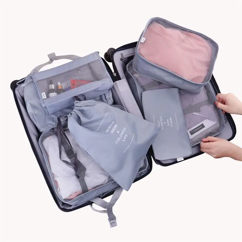 Imagem -06 - Conjunto de Armazenamento de Organizador de Viagem Conjunto de Bagagem de Viagem Portátil Classificação de Roupas de Viagem Bolsa Impermeável Multifuncional