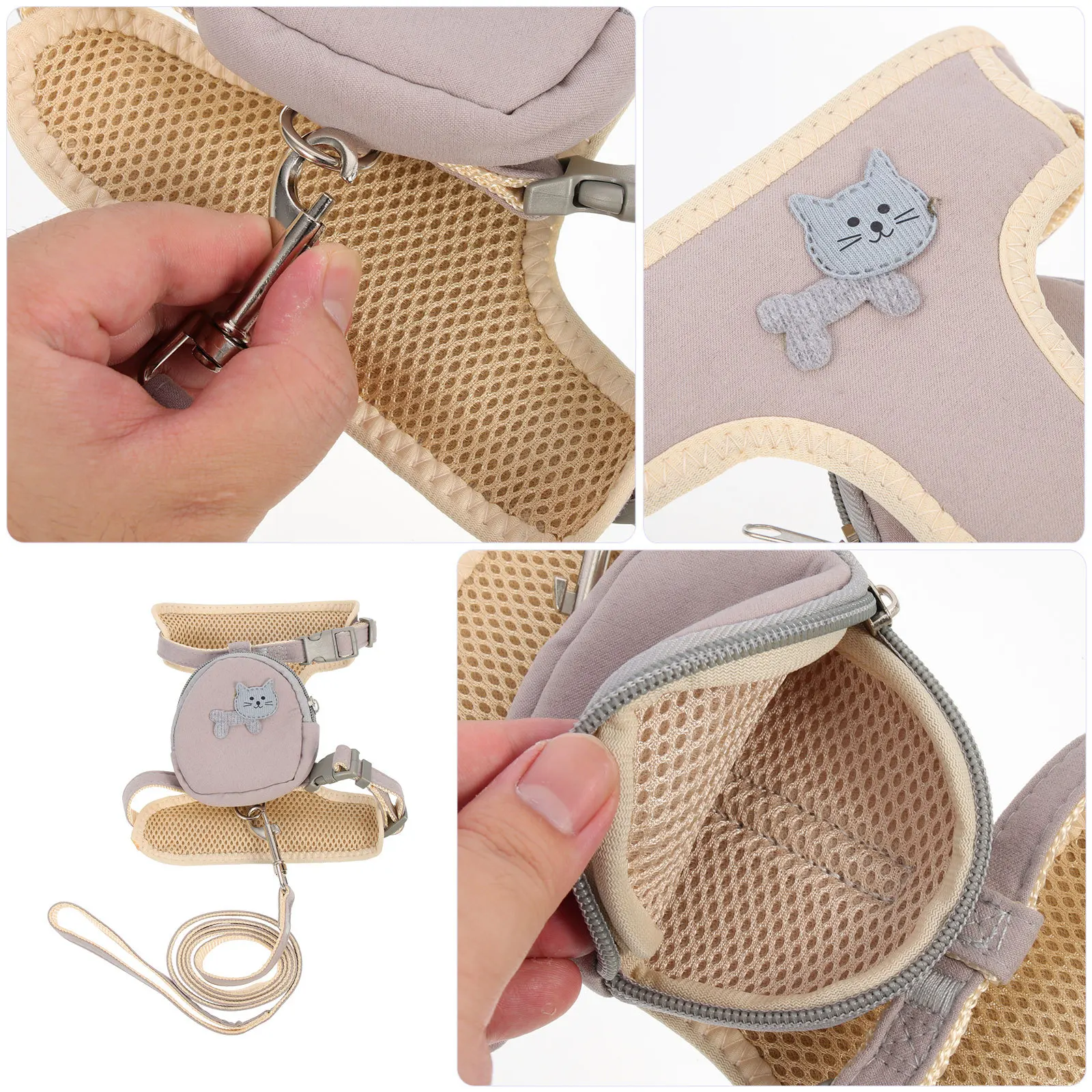 

Outdoor Cat Leash High-Class Adjustable Kitten Walking Rope Rabbit Pattern Pet Harness Escape Proof Control Strap