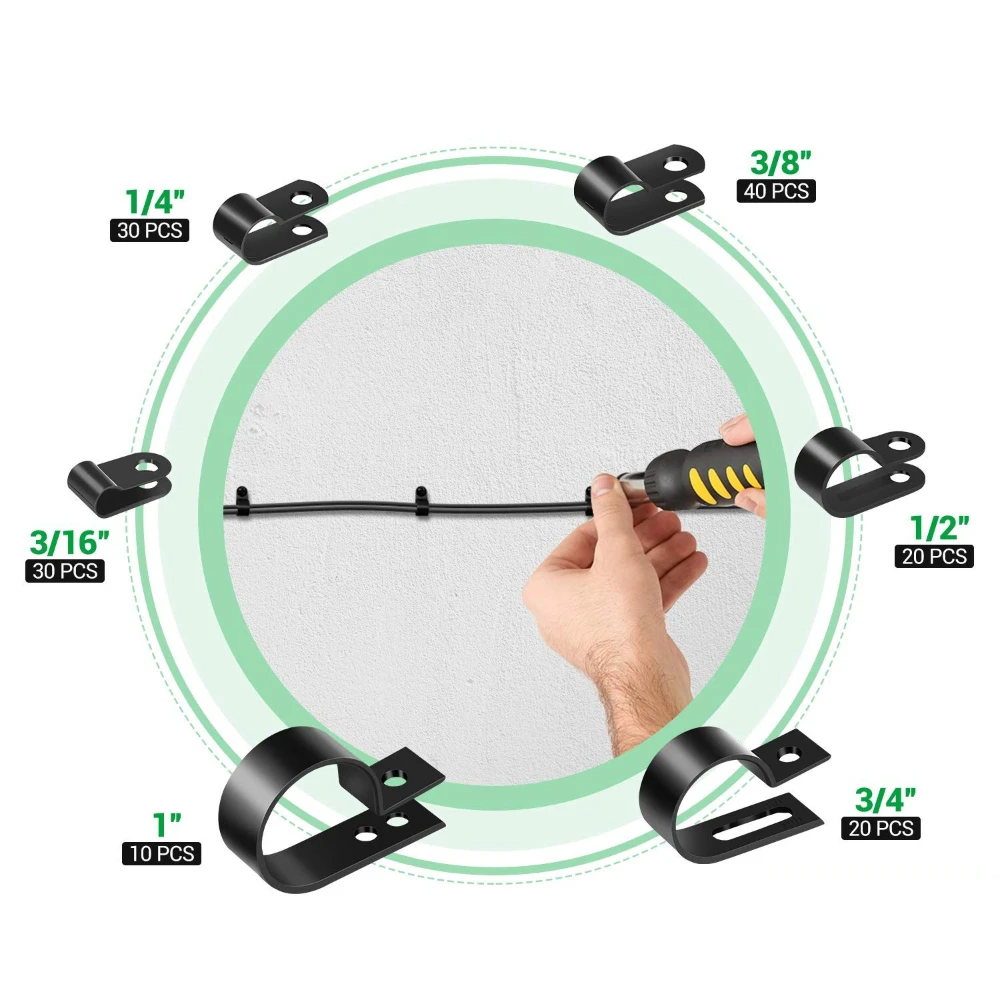 300 قطعة خط إدارة الكبلات النايلون C شكل مشابك كابلات المشبك Esk مكتب حامل السلك الكهربائي سلك السحابة المشبك تصنيف #2