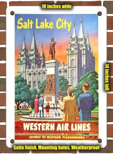 METAL SIGN - 1955 Salt Lake City Western Air Lines - 10x14 Inches