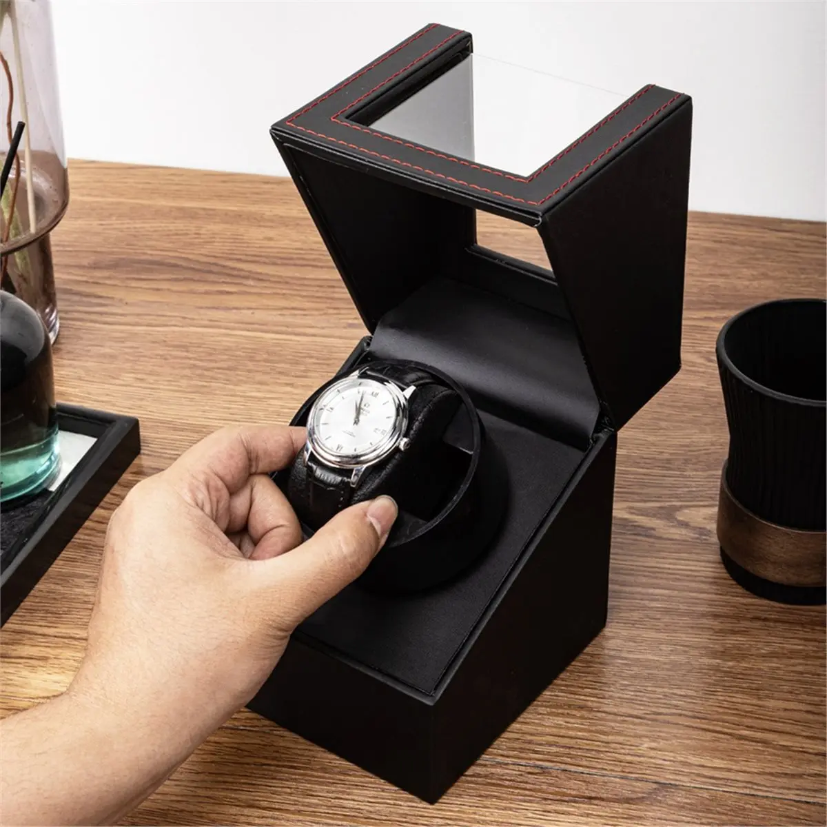 A72Z Watch Winder Flexible Watch Pillow Type-C with Quiet Motor Collector Display Box Winder Box Mechanical Watch Silent