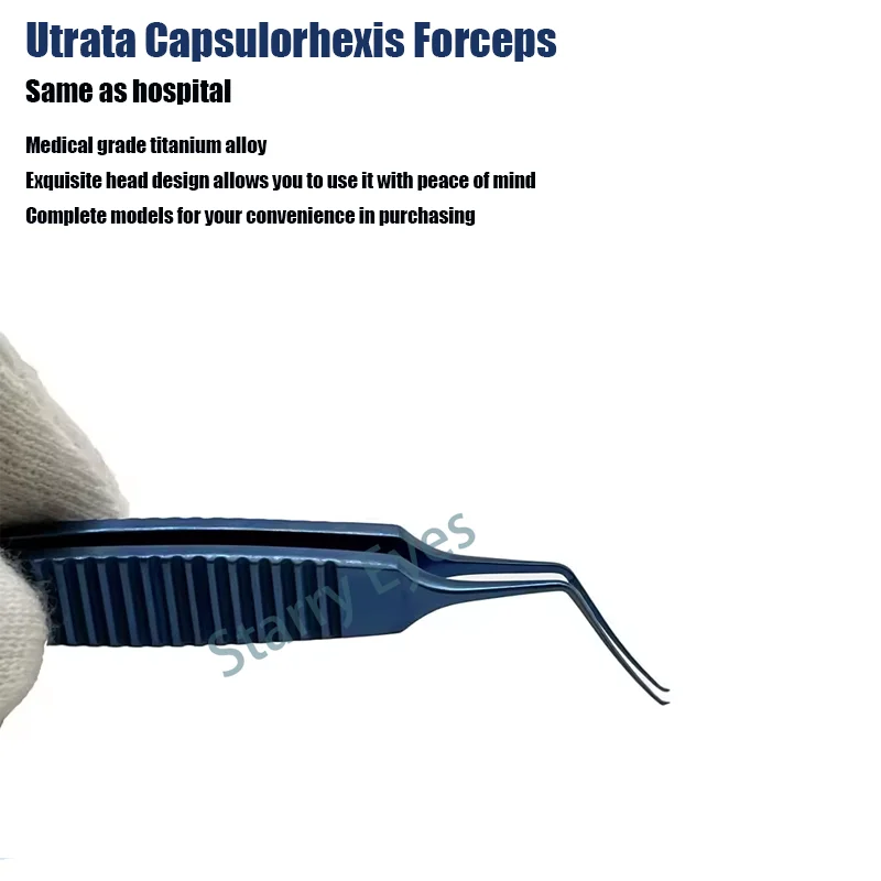Titanium Utrata Capsulorhexis Forceps MICS Curved Shafts Ophthalmic Surgical Instruments
